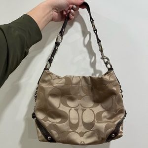 Classic Brown Cloth Coach Purse Used